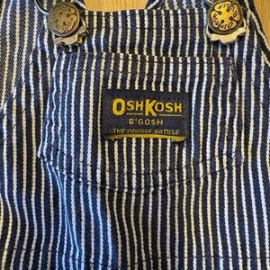 OshKosh B'gosh Vintage 100% Cotton Railroad Navy and White Striped Overalls